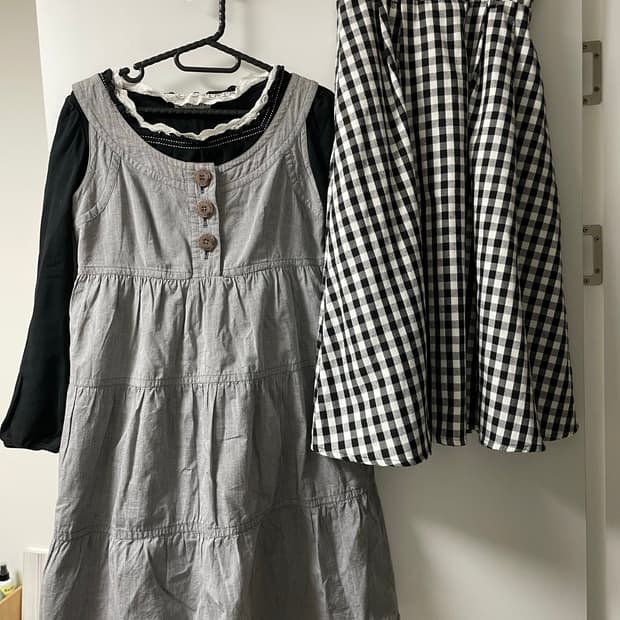 청색 나시 레이어드 원피스