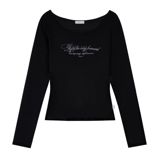 클리시어 긴팔 탑  Kleen club letter top, Black