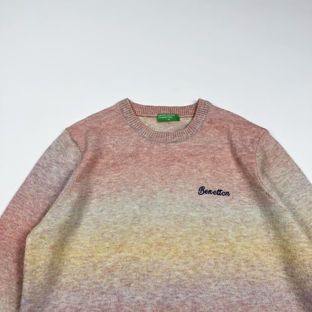 베네통 레트로 파스텔 배색 울 니트 (M 여성추천)