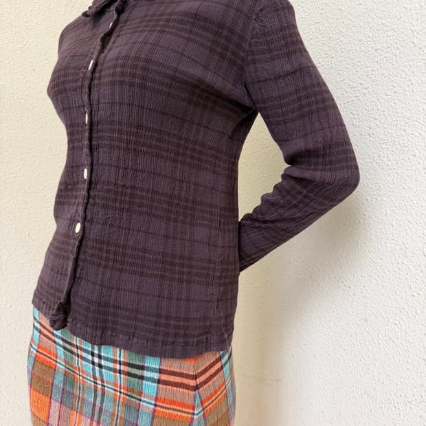 Tsumori Chisato Crinkle Check Cardigan
