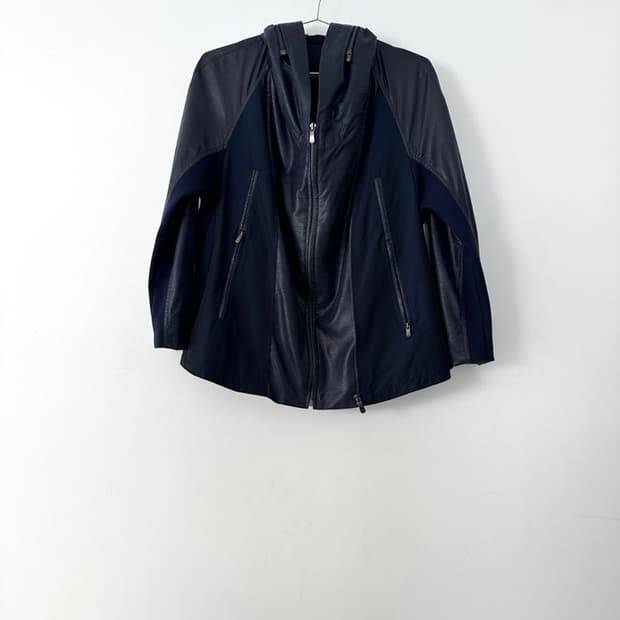 CROCODILE crack leather mix jacket 