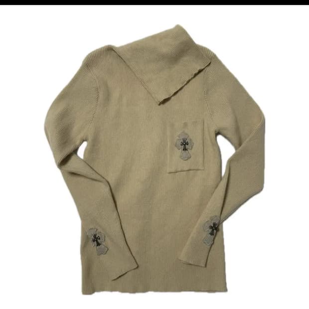 빈티지 JPN 베이지 골지 폴라 니트 (W)