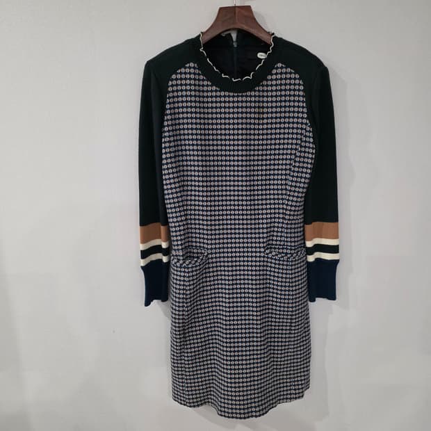 듀엘 배색 니트 원피스 55