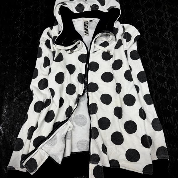 “RAGOUT” Y2K Dot Pattern 2-way Hoodie zi