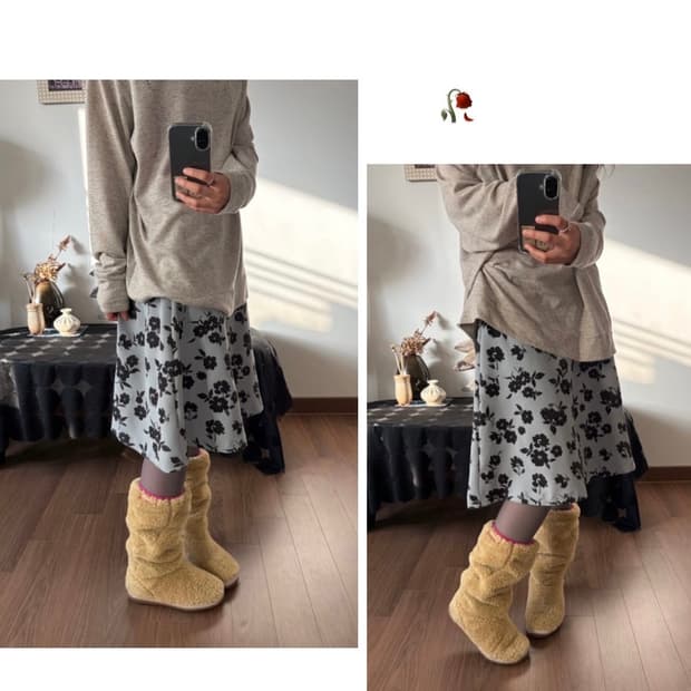 flower patterned midi skirt