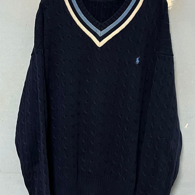 POLO 폴로 남자 크리켓니트 브이넥 꽈배기 4XL 120