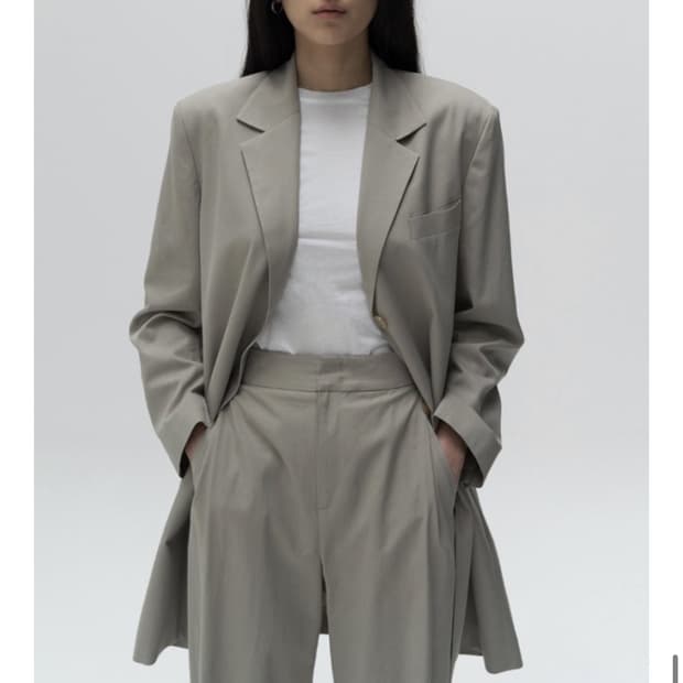 아모멘토 21ss 코튼롱자켓 sage green