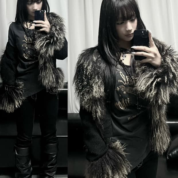 Black Fur Knit Jacket