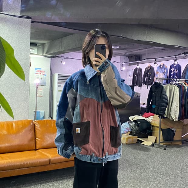 칼하트 패치워크 리메이크 데님자켓 B3155