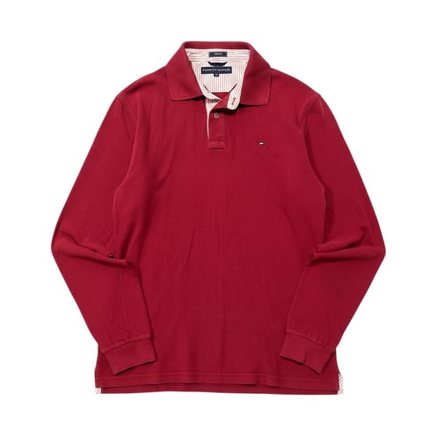 ✨ (만원 빈티지) 타미 힐피거 버건디 카라 롱슬리브