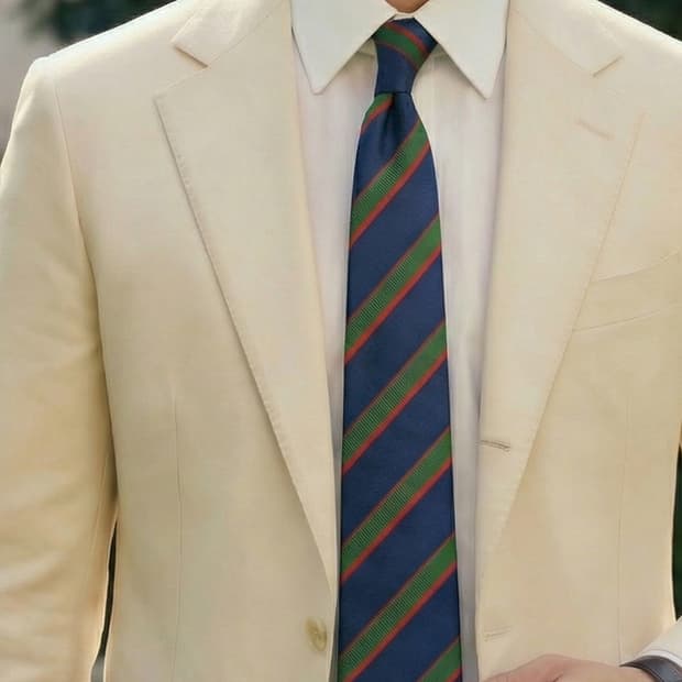 지오지아 실크 네이비 스트라이프 넥타이 7.6cm A등급 A19372
