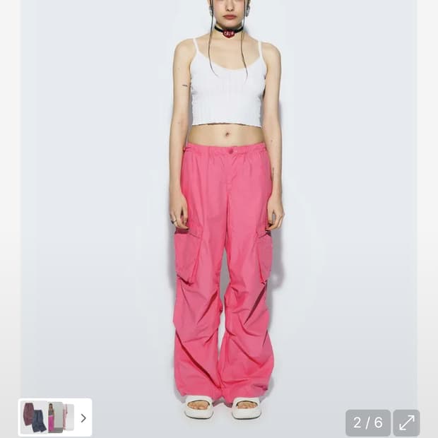에즈이프캘리 카고 핑크 PARACHUTE CARGO PANTS PINK