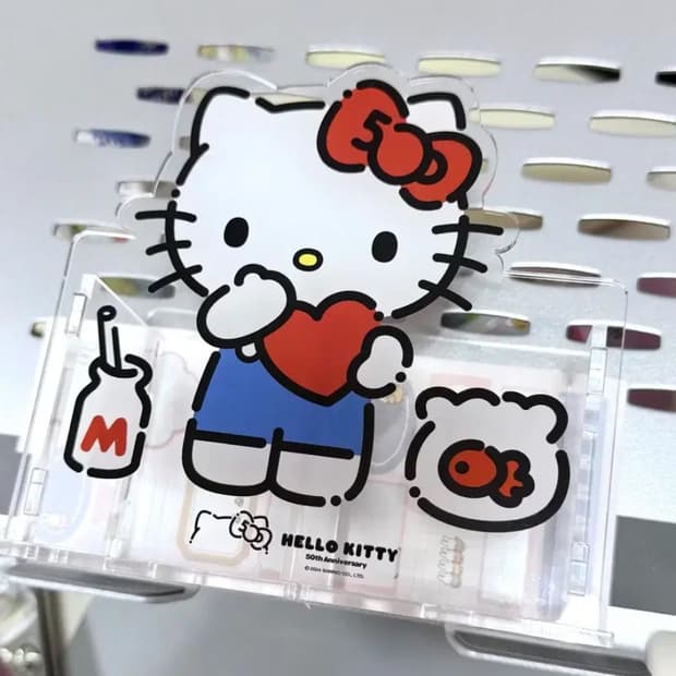 헬로키티 50주년 아크릴 연필꽂이 펜홀더 브러쉬 거치대