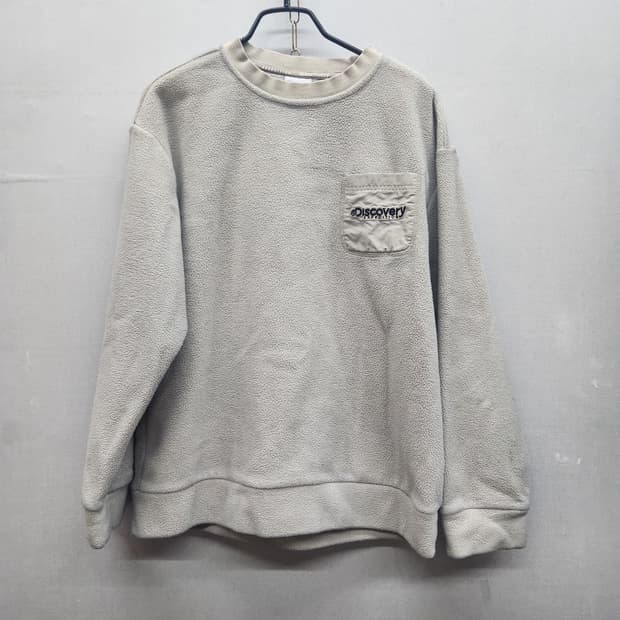 디스커버리 백 빅로고  후리스 원포켓 맨투맨 M