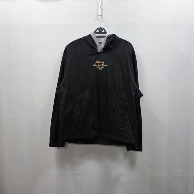 0180 [윌슨] 블랙 바람막이 후드 아노락 M 공용