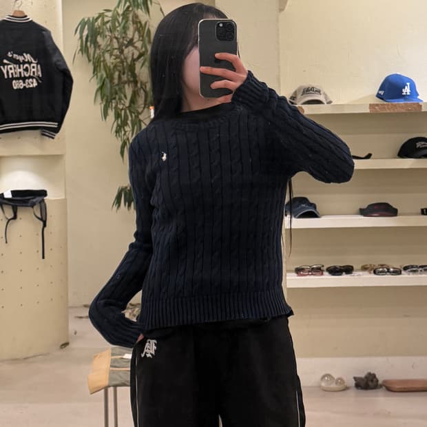 폴로 랄프로렌 네이비 케이블 포니 니트 U575