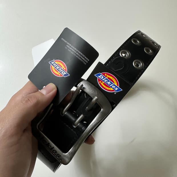 [새상품] 디키즈 더블 아일렛 레더 벨트 블랙