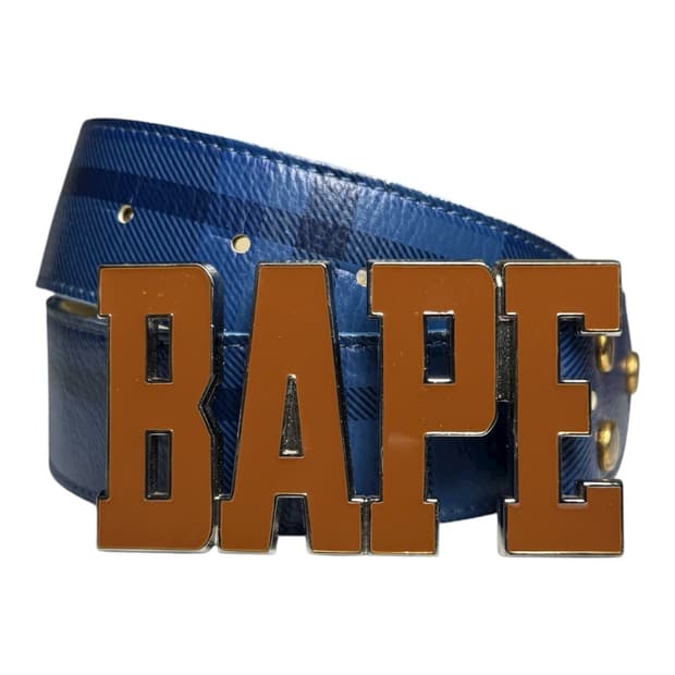 니고 시절 진짜 베이프 아카이브 소가죽 체크 패턴 벨트