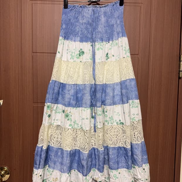 빈티지 모리걸 하구미 패치워크 레이스 롱스커트