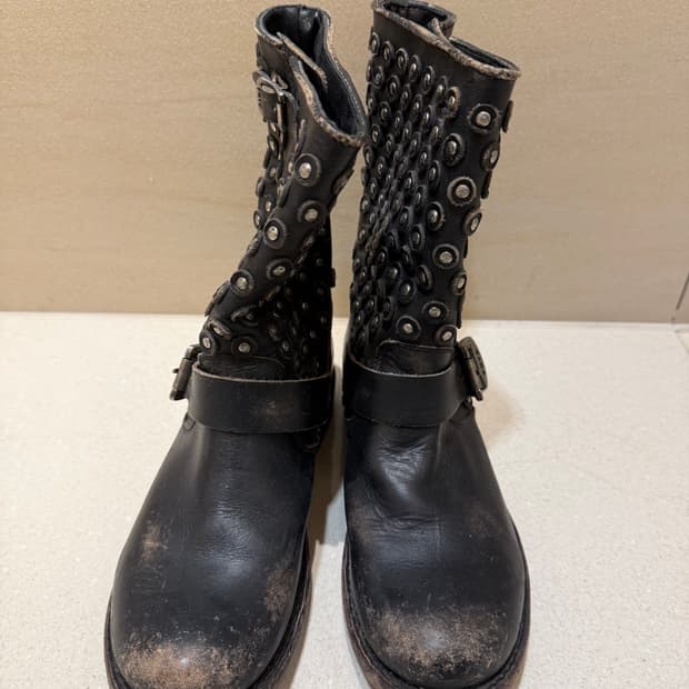 FRYE 프라이 블랙 스터드 부츠 6.5 앵클부츠 바이커 미들부츠 디젤