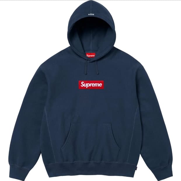 Supreme box logo hooded sweatshirt navy