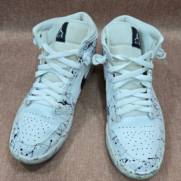 나이키 270mm- 조던1미드 트리플 화이트 커스텀  