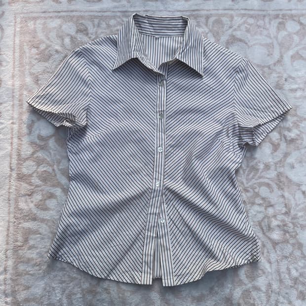 Y2K Slim Stripe Short Sleeve Shirt 