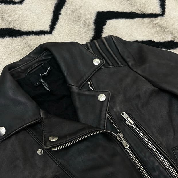 [XS]더 쿠플스 램스킨 가죽 워싱 바이커 자켓/블랙