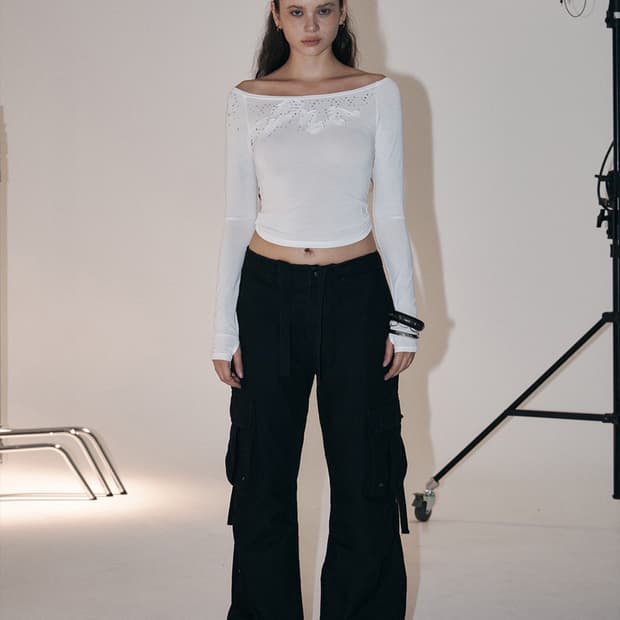 플리즈노팔로우 Tex Wide Work Pants 텍스 카고 블랙