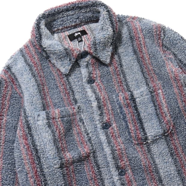 스투시 스트라이프 쉐르파 자켓