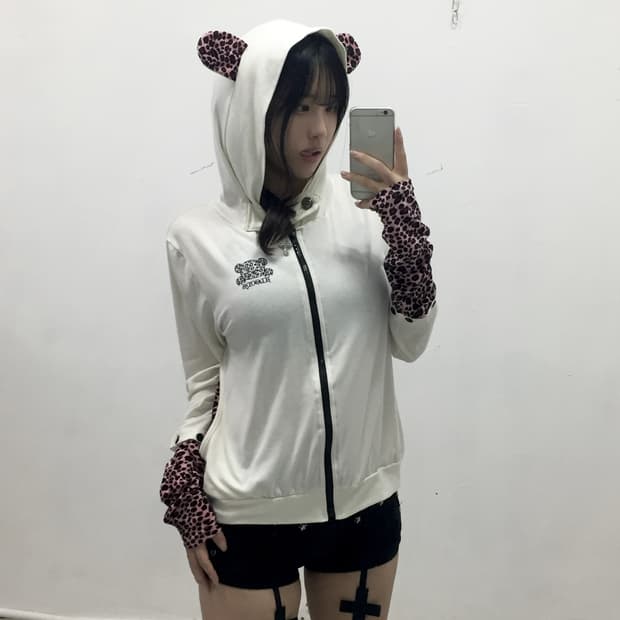 [ALGONQUINS] 알곤퀸즈 오네갸루 핑크 레오파드 후드집업