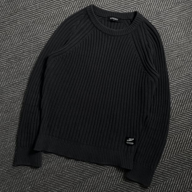 나인제트 케이블 헤비코튼 크루넥 머슬 니트y 4593