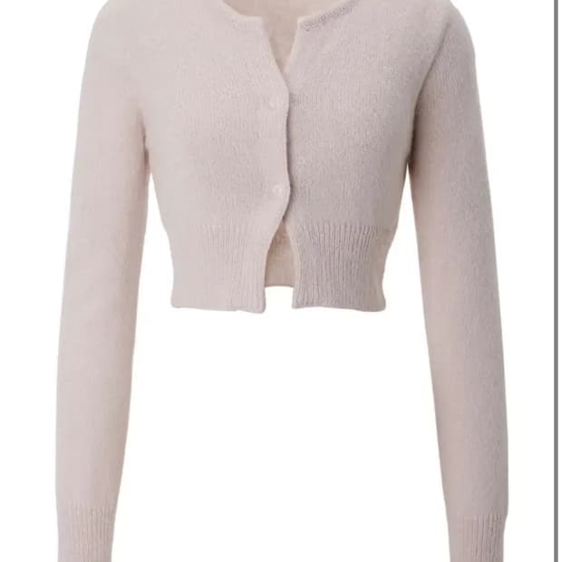 쓰리타임즈 모헤어 크롭 가디건 핑크