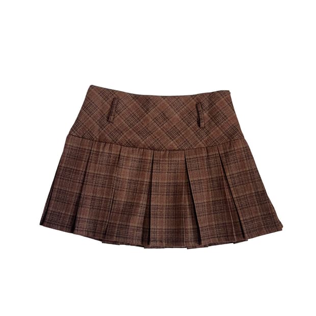 winter wool pleats mini skirt