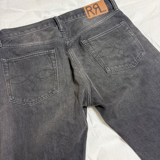 RRL 더스티 블랙 스트레이트 핏 데님 팬츠 30x32