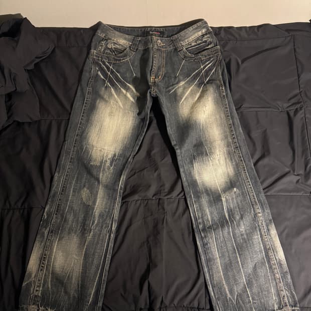 PIETON 스톤 워시드 데님 팬츠