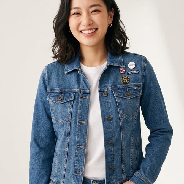 Tommy Hilfiger 패치 자켓 | 유니크 커스텀 디자인 | 크롭핏