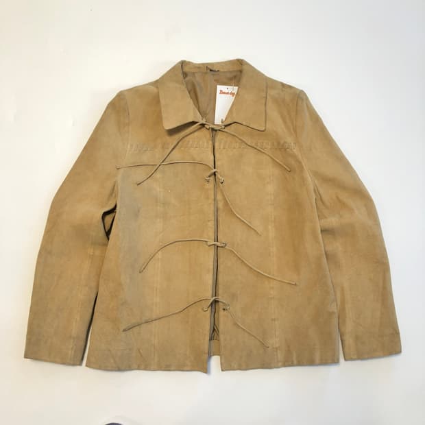 1990s 빈티지 샌드베이지 웨스턴 레더자켓 