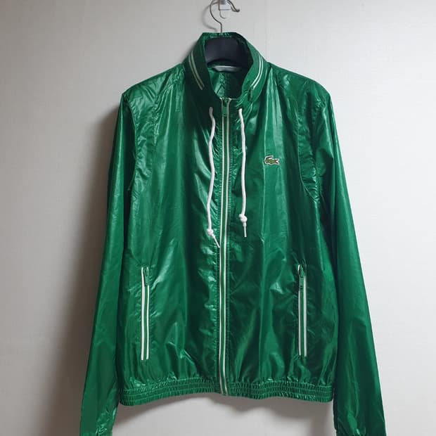 라코스테 경량 바람막이 히든후드 자켓 글로시 그린 95