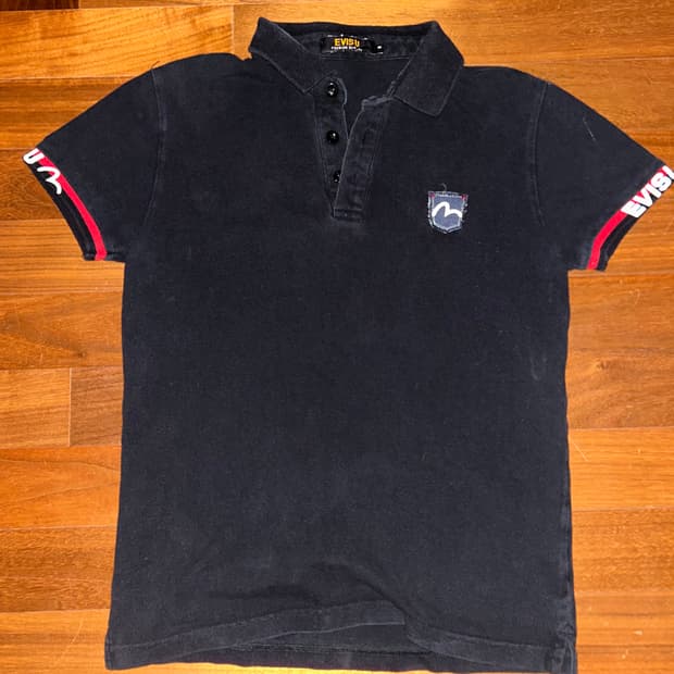 에비수 Evisu 블랙 카라 티셔츠