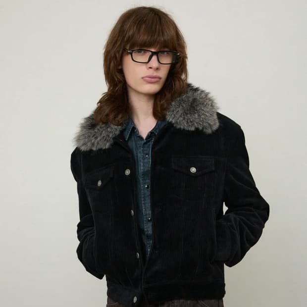 엘무드 호크 퍼 카라 코듀로이 트러커 자켓 블랙 삽니다.