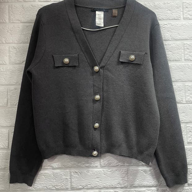 TAHARI 타하리 진주단추 니트가디건 하객룩데이트룩오피스룩