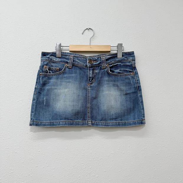빈티지 ZARA 레터링 로우라이즈 데님 미니 스커트