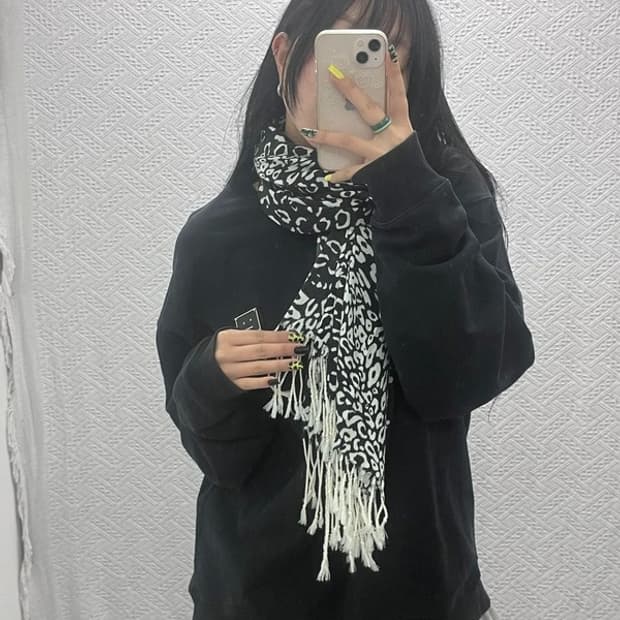 빈티지 갸루 시크 호피 레오파드 머플러 스카프 C07554