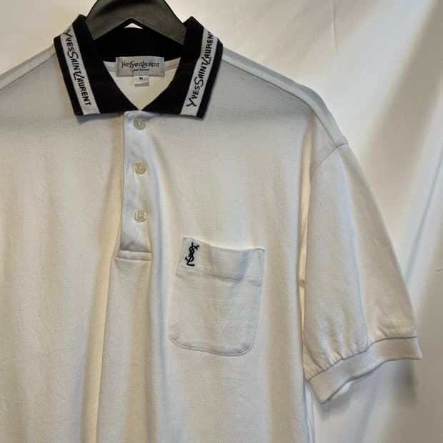 90s~00s YSL 입생로랑 빈티지 스펠아웃 PK 반팔 카라 티셔츠