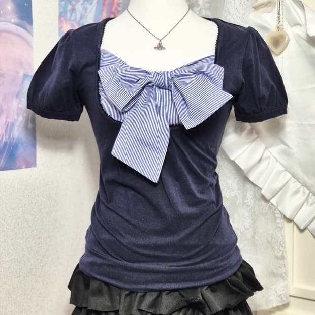 공겜여주 스트라이프 리본 로걀탑 히메가루 오네갸루 엑시즈팜