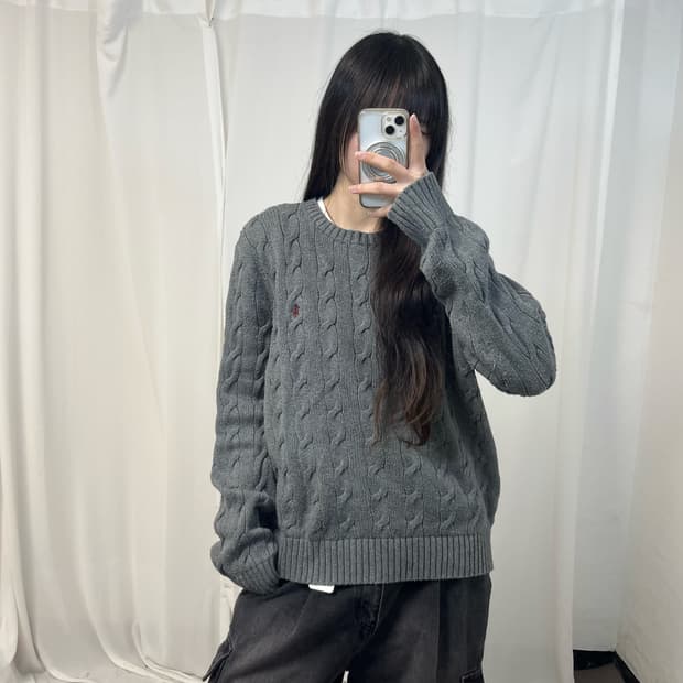 Polo Ralph Lauren grey cable knit