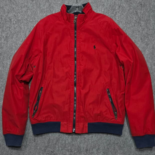 폴로 랄프로렌 빈티지 기모 코튼 나일론 쉘 블루종 자켓 L
