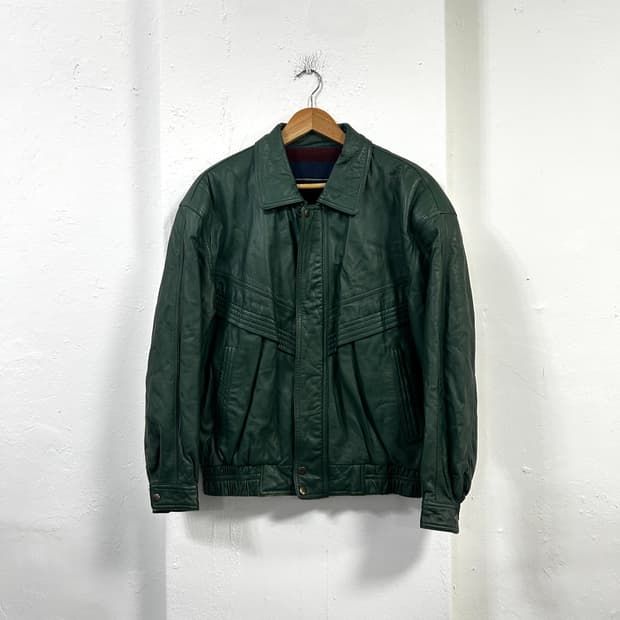 VINTAGE 그린 레더 봄버 