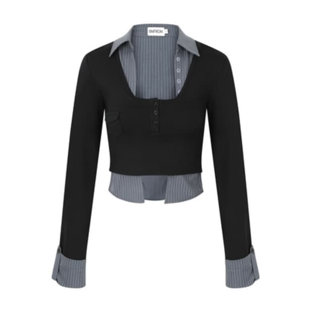 비엔프롬/ LAYERED SHIRT SLEEVE [BLACK]